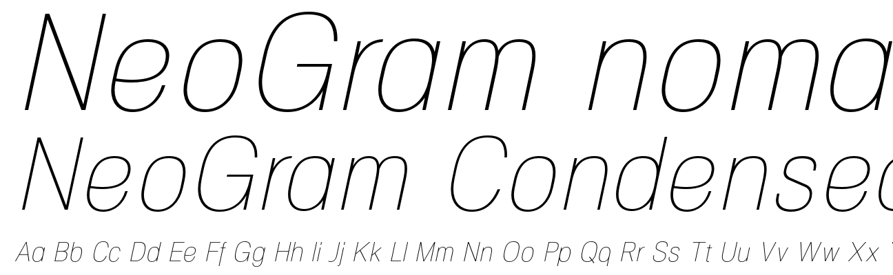 NeoGram Condensed UltraLight Italic