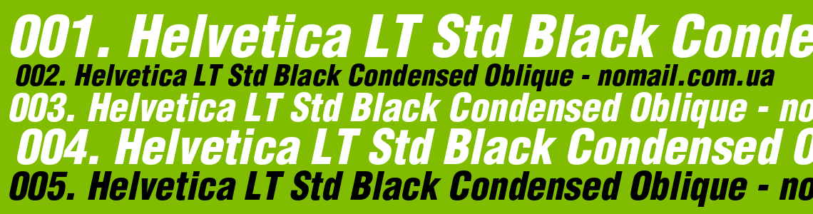 Шрифт Helvetica LT Std Black Condensed Oblique