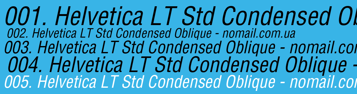 Шрифт Helvetica LT Std Condensed Oblique