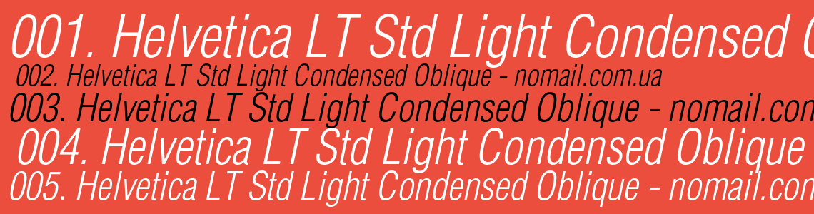 Шрифт Helvetica LT Std Light Condensed Oblique