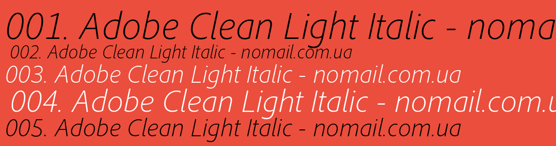 Шрифт Adobe Clean Light Italic
