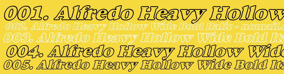 Шрифт Alfredo Heavy Hollow Wide Bold Italic