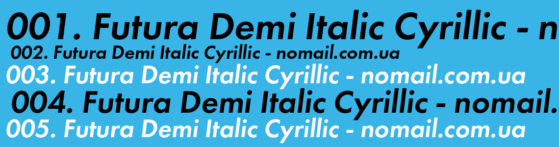 Шрифт Futura Demi Italic Cyrillic