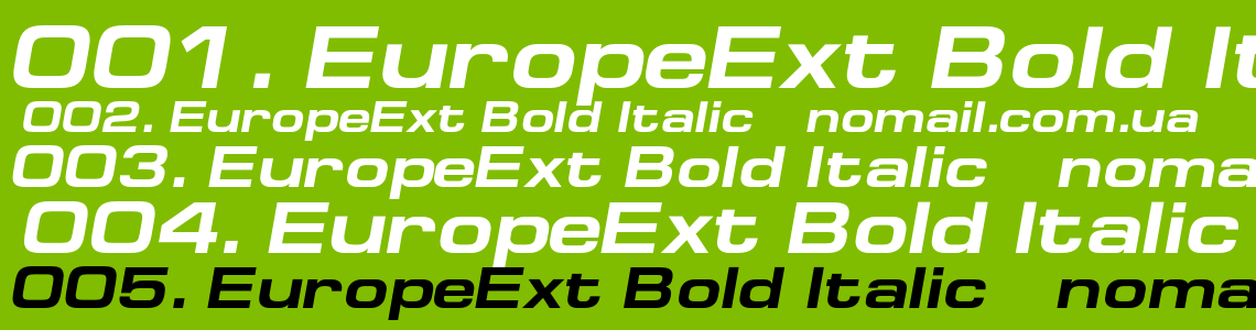 Шрифт EuropeExt Bold Italic